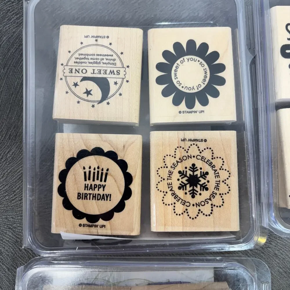 Stamping Up Miscellaneous Lot Of 19 Scrapbook Craft Stamps Wood Mounted New Used